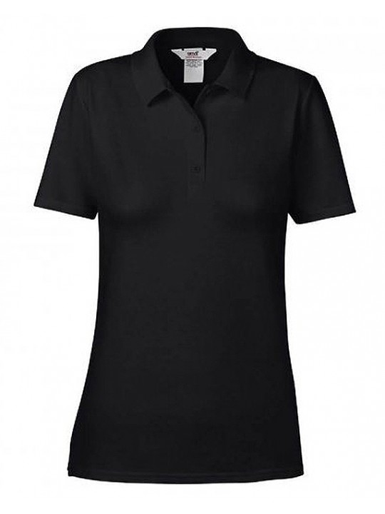 Anvil Double Pique Ladies Black Polo Shirt Top 