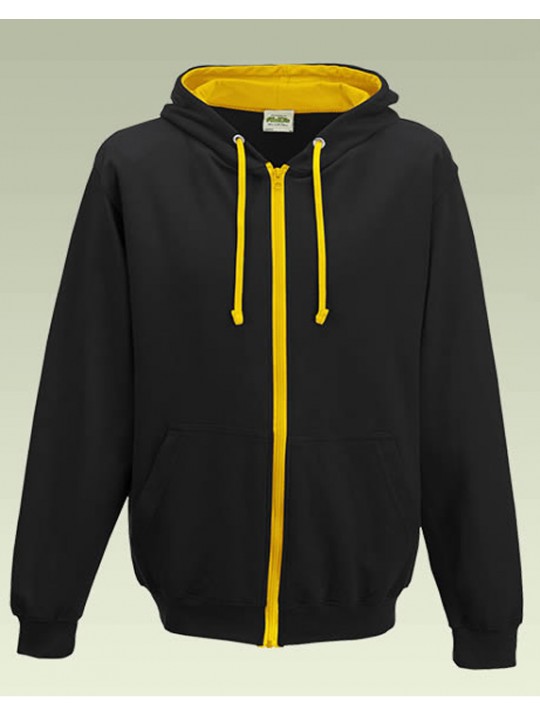 AWD Jet Black with Gold Contrast Varsity Full Zip Zoodie top