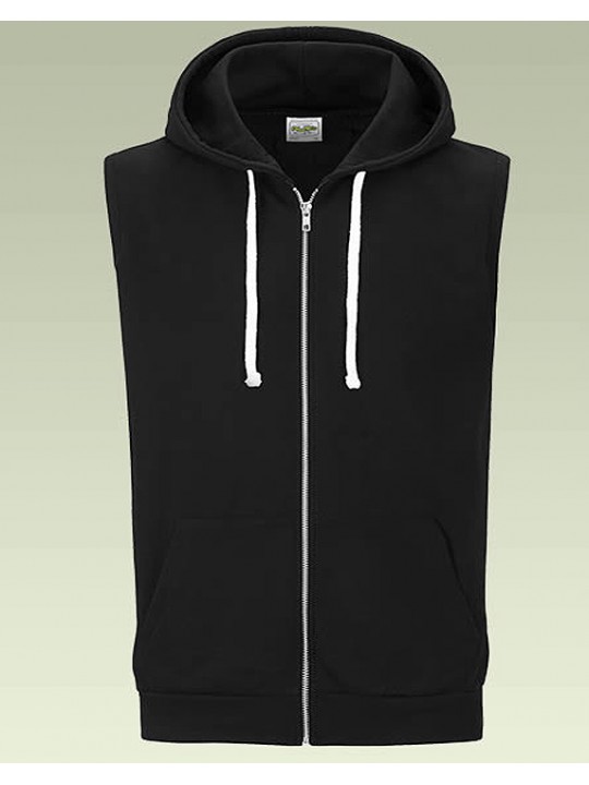 AWD Jet Black Full Zip Fitted Sleeveless Zoodie 