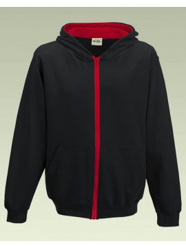 AWD Kids Jet Black & Fire Red Two toned Varsity Full zip Zoodie 