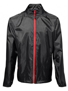 2786 Trendy cool Black Contrast RED zip lightweight Jacket
