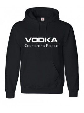Funny Hooded Black Top With "Vodka Connecting People" Writing 