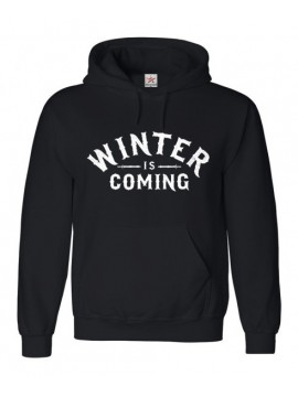 Black Hoodie with "Winter Is Coming" Writing in White ink 