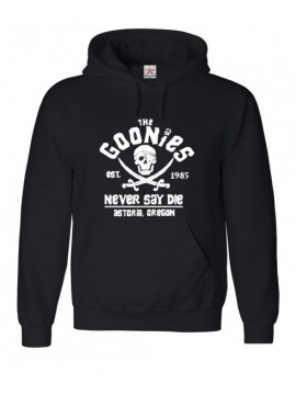 Retro Goonies "The Goonies Never Say Die"  Logo Printed Black Hoodie