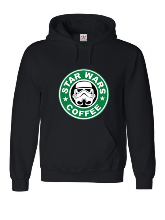 Black Hoodie with Trooper "Star Wars Coffee" Logo in Green & White