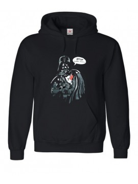 Darth With "STOP" Quote on Black Hooded Top