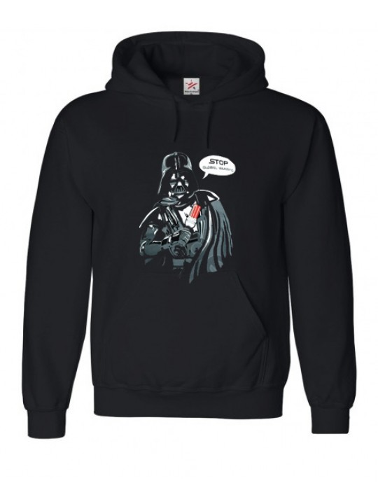 Darth With "STOP" Quote on Black Hooded Top