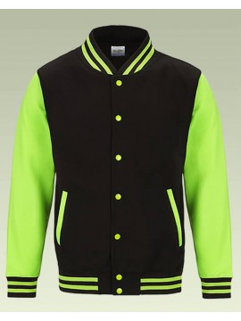 AWD Jet Black with Bright Electric Green sleeves Varsity Jackets