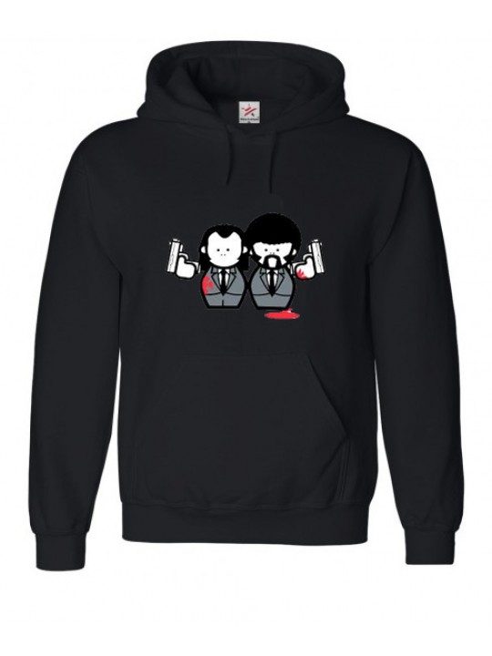 Black Retro Hoodie with Cartoon Pulp Fiction 