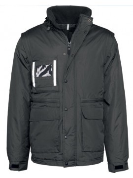 Kariban Workwear Detachable Sleeve Parka Black Zip Jacket