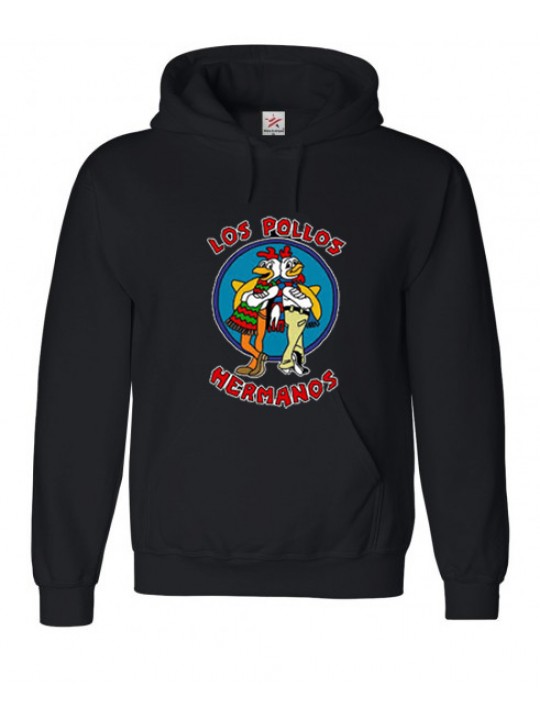 "Los Pollos Hermanos" Text & Chicken Cartoon on Black Hoodie