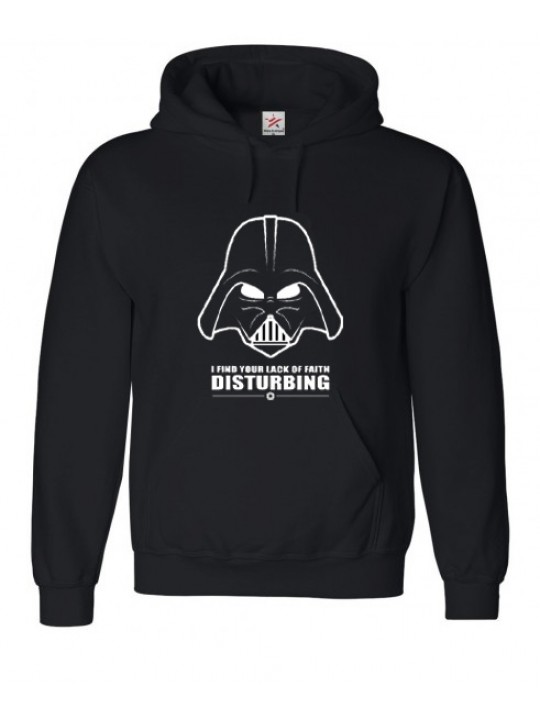 Black Top With Retro Darth "I find your lack of faith DISTURBING" Print Hoody