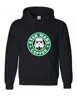 Black Hoodie with Trooper "Star Wars Coffee" Logo in Green & White